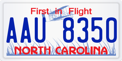 NC license plate AAU8350