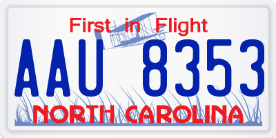 NC license plate AAU8353