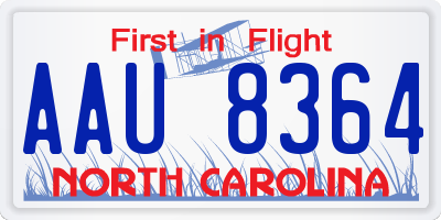 NC license plate AAU8364