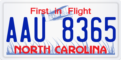 NC license plate AAU8365