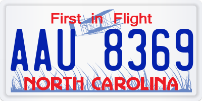 NC license plate AAU8369