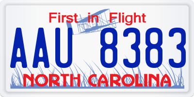NC license plate AAU8383