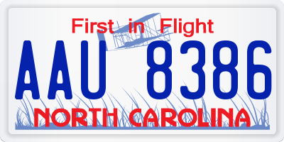 NC license plate AAU8386