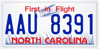 NC license plate AAU8391