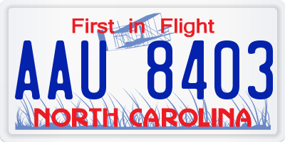 NC license plate AAU8403