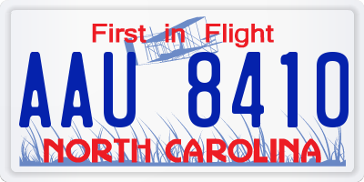 NC license plate AAU8410
