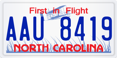 NC license plate AAU8419