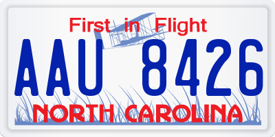 NC license plate AAU8426