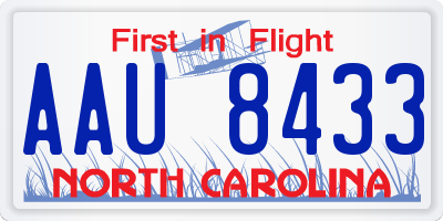 NC license plate AAU8433