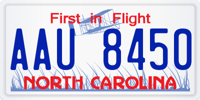 NC license plate AAU8450