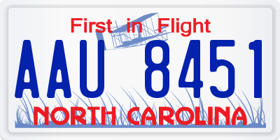 NC license plate AAU8451
