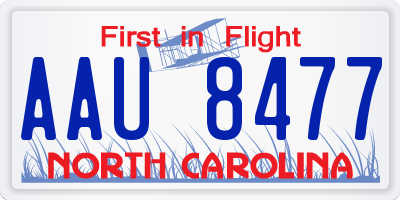 NC license plate AAU8477