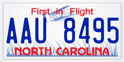 NC license plate AAU8495