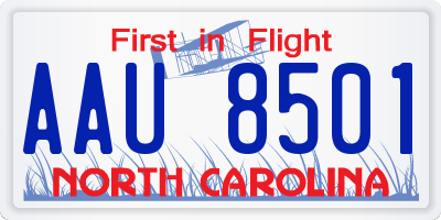 NC license plate AAU8501