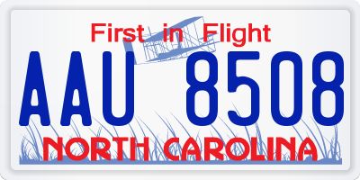 NC license plate AAU8508