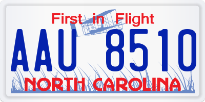 NC license plate AAU8510