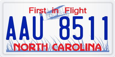 NC license plate AAU8511