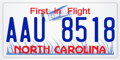 NC license plate AAU8518