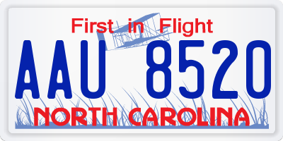 NC license plate AAU8520