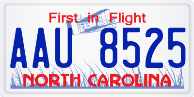 NC license plate AAU8525