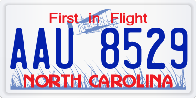 NC license plate AAU8529