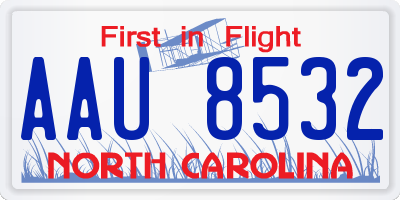 NC license plate AAU8532
