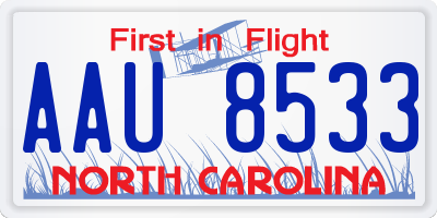 NC license plate AAU8533