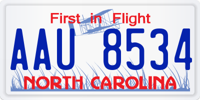 NC license plate AAU8534