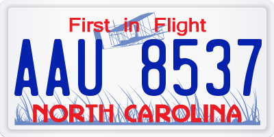NC license plate AAU8537
