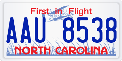 NC license plate AAU8538