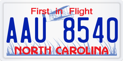 NC license plate AAU8540