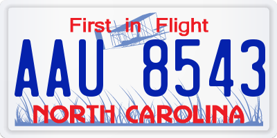 NC license plate AAU8543