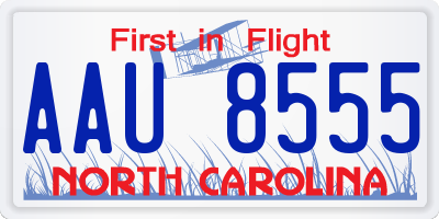 NC license plate AAU8555
