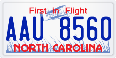 NC license plate AAU8560