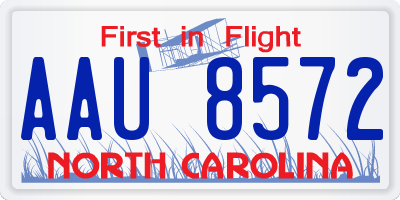 NC license plate AAU8572