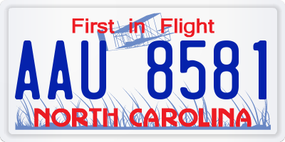 NC license plate AAU8581
