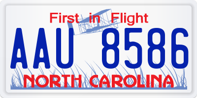 NC license plate AAU8586