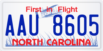 NC license plate AAU8605