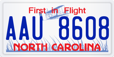NC license plate AAU8608