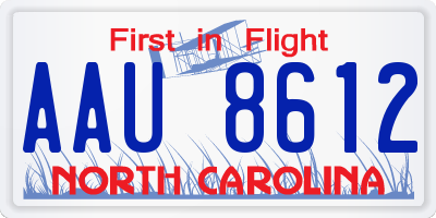NC license plate AAU8612