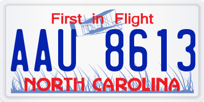 NC license plate AAU8613