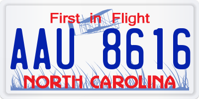 NC license plate AAU8616