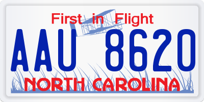 NC license plate AAU8620