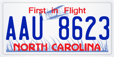 NC license plate AAU8623