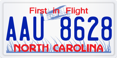 NC license plate AAU8628