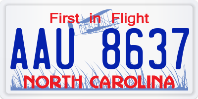 NC license plate AAU8637