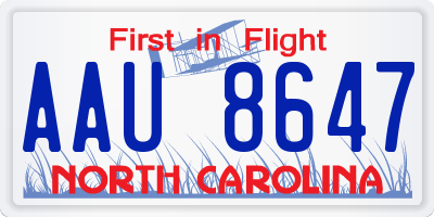 NC license plate AAU8647
