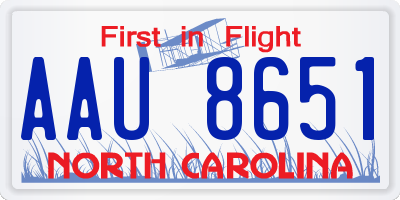NC license plate AAU8651