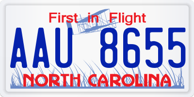 NC license plate AAU8655