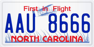 NC license plate AAU8666